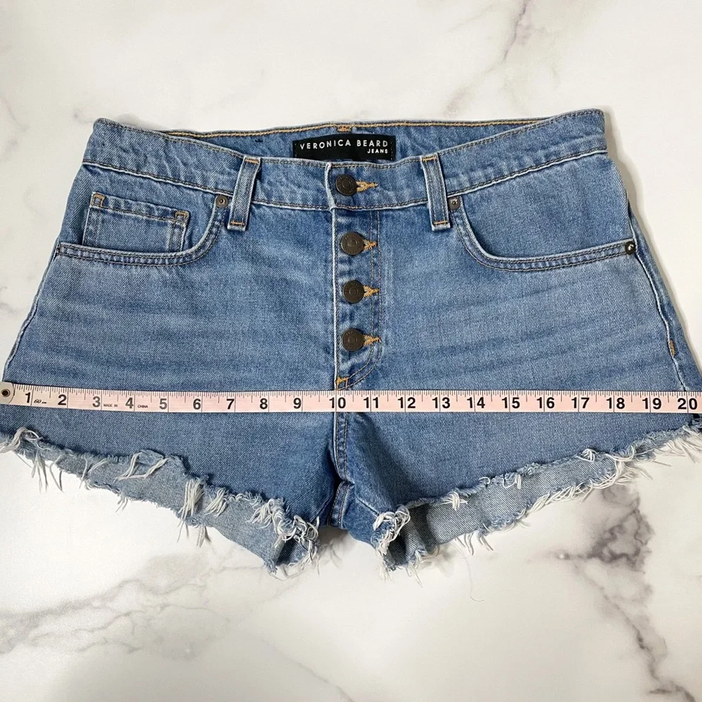 Veronica Beard Debbie Shorts 9” Denim Button Fly - Picture 7 of 12